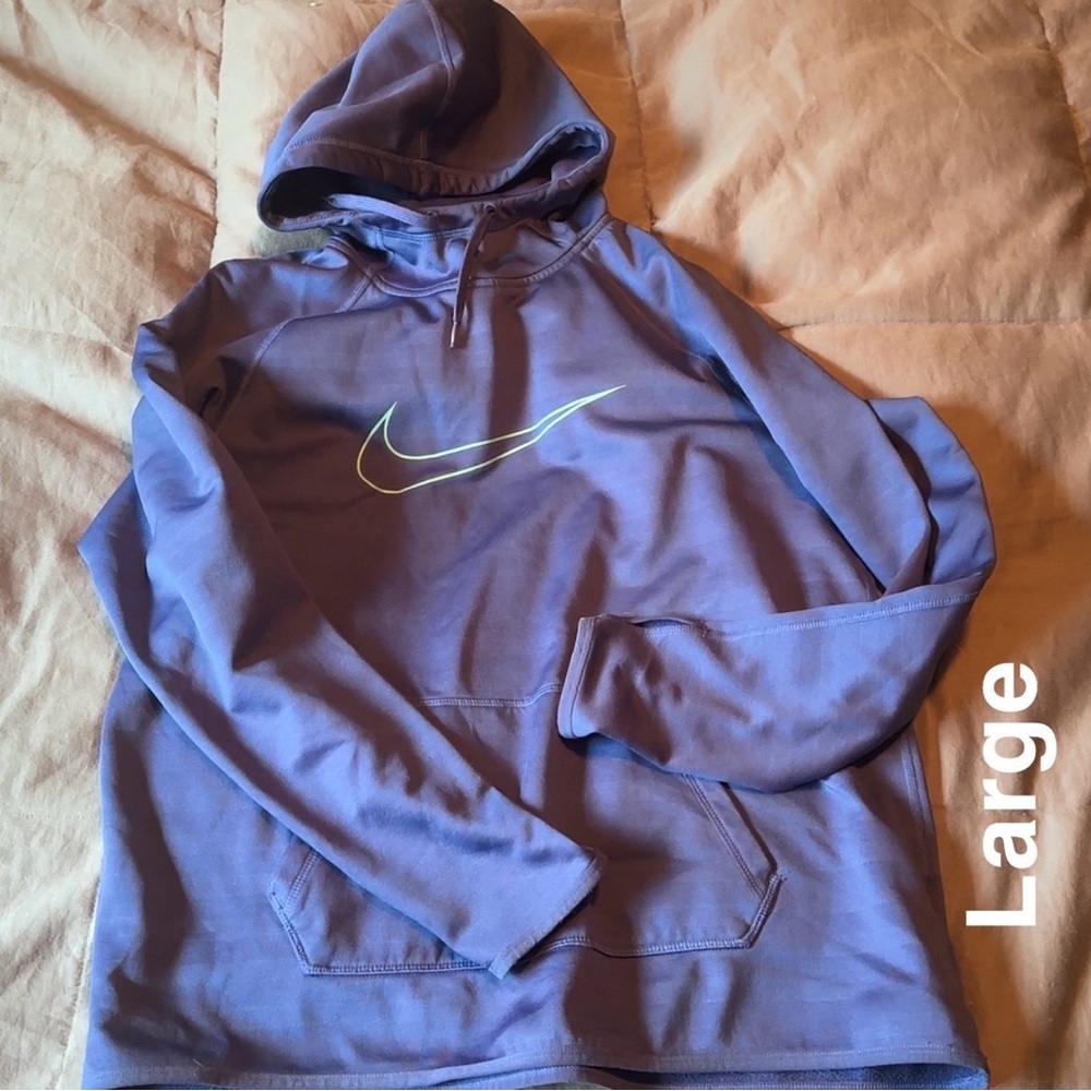 Nike Women's Purple Hoodie with Neon Swoosh